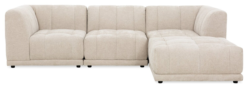 Sofa sectionnel modulaire Oaklyn Kort & Co. 4 pièces en tissu avec pouf et coussins de siège capitonnés - beige