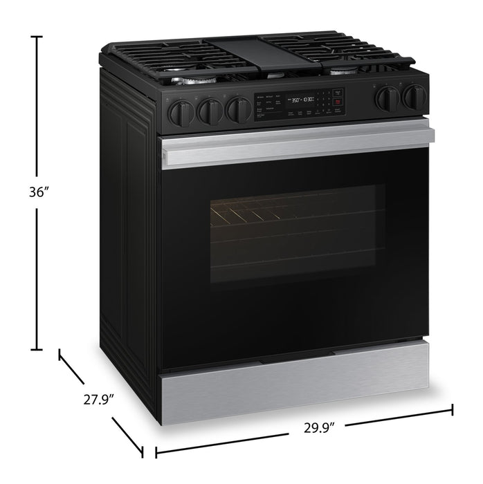 Cuisinière intelligente à gaz encastrée Samsung de 6 pi³ avec friture à air et convection par ventilateur - acier inoxydable - NSG6DG8300SRAA