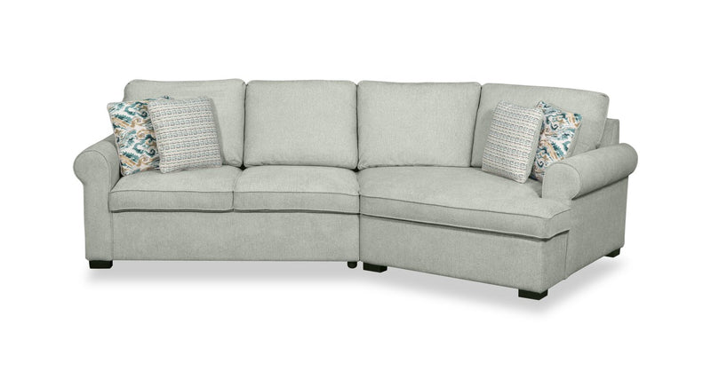 Sofa sectionnel enveloppant de droite Haven de Scott Living 2 pièces en tissu de chenille - bleu écume de mer
