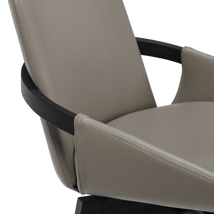 Tabouret Apex de hauteur comptoir en tissu de cuir végétalien et en métal avec siège pivotant - taupe