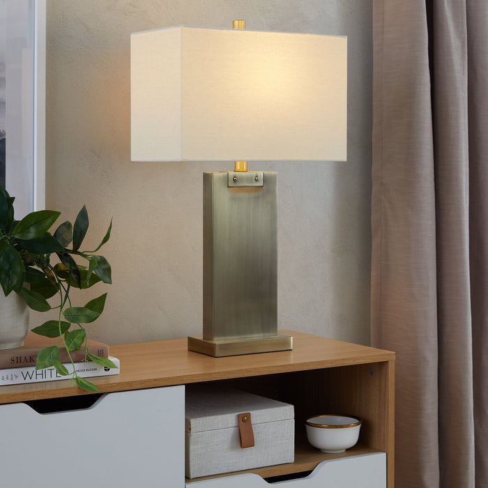 Lampe de table Nolan de 26 po en métal laiton antique 