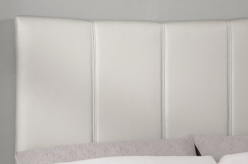 Lit plateforme rembourré Paseo en tissu de cuir végétalien taupe - format lit double