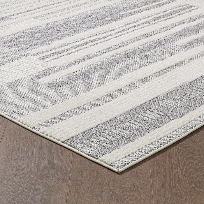 Carpette Rhodes grise à motif à carreaux - 6 pi 7 po x 9 pi 6 po