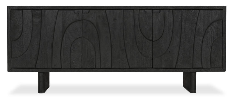 Meuble pour téléviseur moderne Abbot de 60 po avec rangement et système de gestion des câbles pour téléviseurs jusqu’à 80 po - noir