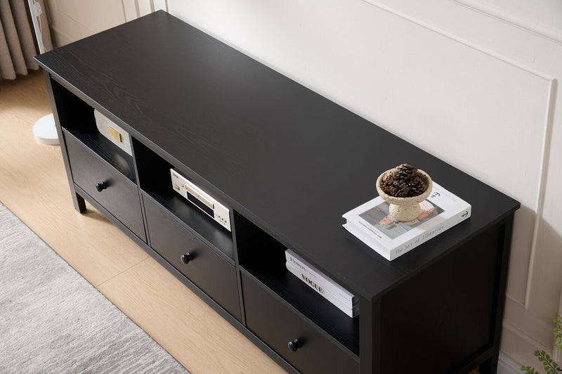 Meuble pour téléviseur moderne Renner de 58 po avec rangement pour téléviseurs de jusqu’à 65 po - noir mat