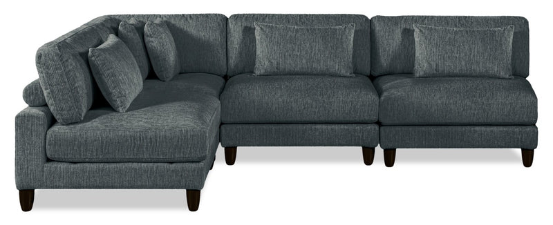 Sofa sectionnel modulaire sans accoudoirs Lounge 4 pièces en chenille - gris