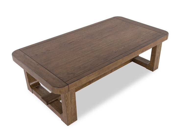 Table à café Gideon de 56 po de style champêtre en bois massif - brun