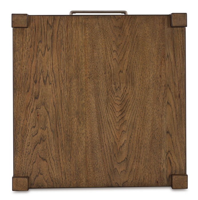 Table de bout Gideon de 24 po de style champêtre en bois massif - brun