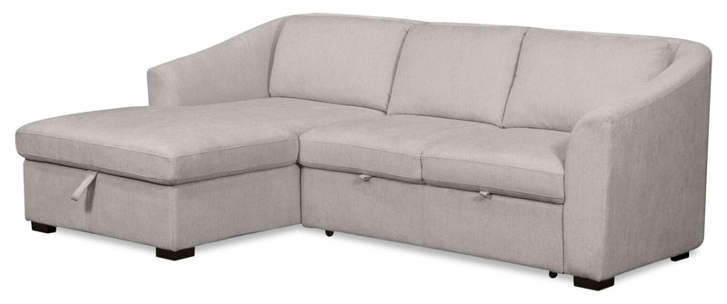 Sofa-lit sectionnel de gauche Envy 2 pièces en tissu de chenille avec fauteuil long de rangement - gris brouillard
