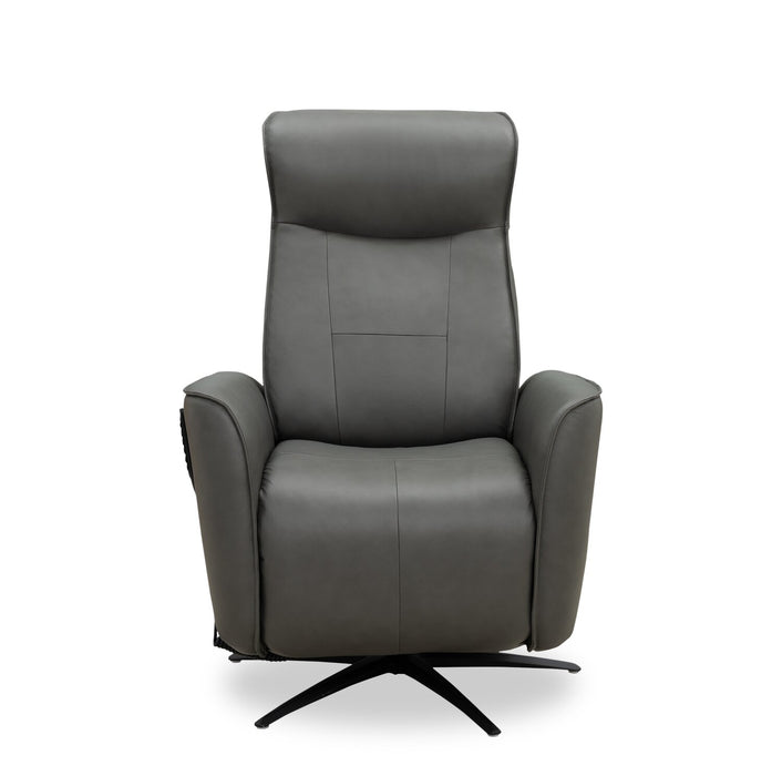 Fauteuil de massage à inclinaison électrique Serene de 31 po en cuir véritable avec appuie-tête électrique et siège chauffant - gris