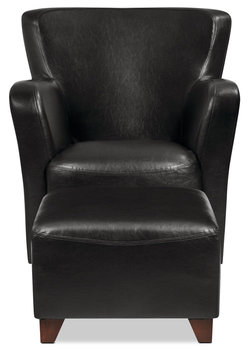Fauteuil d’appoint Zello de 29,92 po en similicuir avec pattes en bois - noir