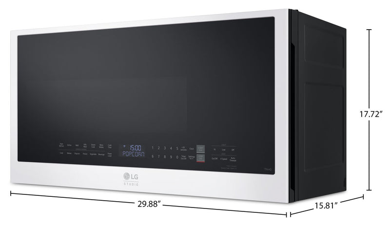 Four à micro-ondes à hotte intégrée intelligent LG de 2 pi3 avec intérieur muni du revêtement EasyCleanMC - essence blanche - MVES2033N