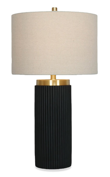 Lampe de table Gwen de 14 po avec abat-jour en lin - noire
