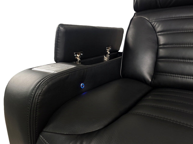 Fauteuil de massage à inclinaison électrique Zen de 40 po en tissu d’apparence cuir avec appuie-tête électrique et siège chauffant - noir