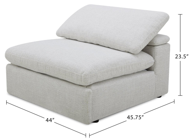 Fauteuil sans accoudoirs à inclinaison électrique modulaire Sky de 44 po en tissu avec coussins en duvet et plumes - blé Nathan