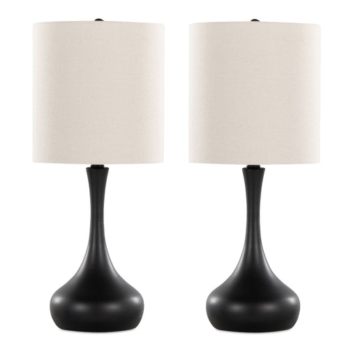  Ensemble 2 lampes de table Polly de 24 po en métal noir  