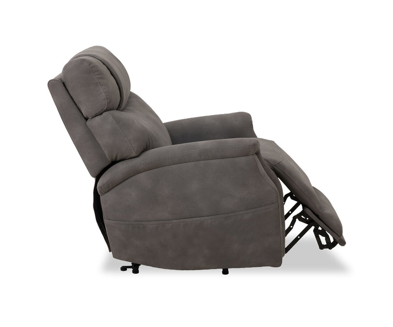 Fauteuil basculeur à inclinaison électrique Claire de 34 po en tissu d’apparence cuir - gris anthracite 