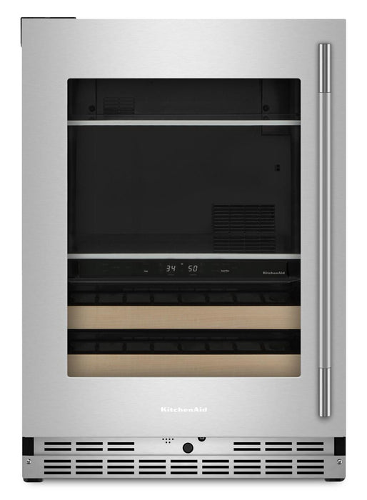 Refroidisseur à boissons KitchenAid de 24 po avec grilles à devant en bois - acier inoxydable PrintShieldMC - KUBL524SPS