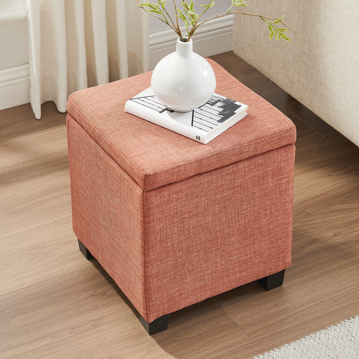 Pouf de rangement carré Halifax de 14,75 po en tissu - orange