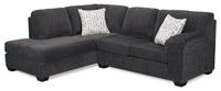  Sofa sectionnel de gauche Morgan 2 pièces fabriqué au Canada en tissu de chenille avec coussins décoratifs - gris