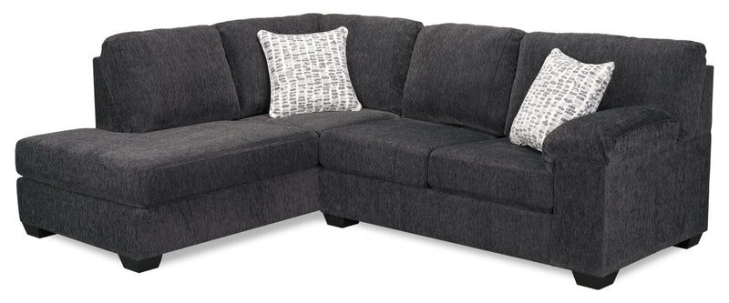 Sofa sectionnel de gauche Morgan 2 pièces fabriqué au Canada en tissu de chenille avec coussins décoratifs - gris