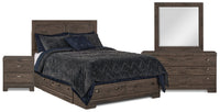 Ensemble de chambre à coucher Yorkdale 6 pièces avec lit de rangement à 6 tiroirs, commode, miroir e…