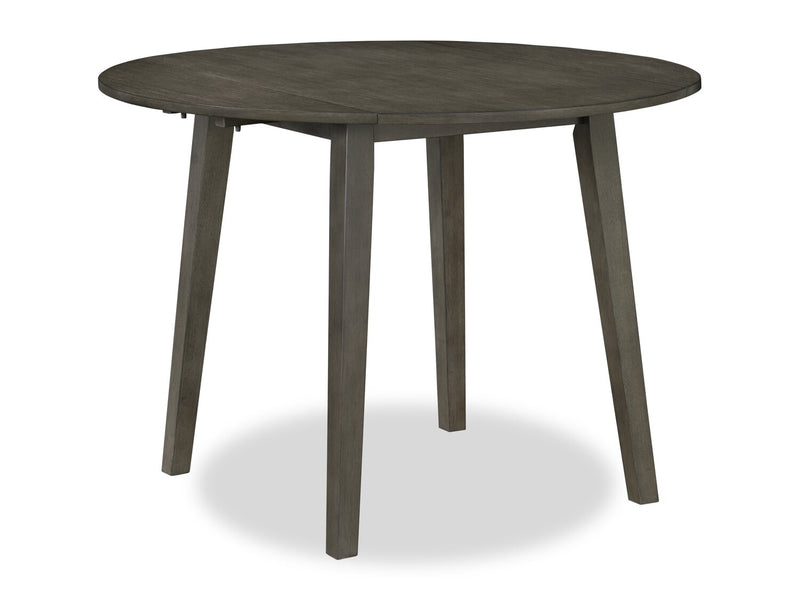 Ensemble de salle à manger Bryn 3 pièces avec table ronde de 42 po à abattant et 2 chaises en tissu  - gris foncé