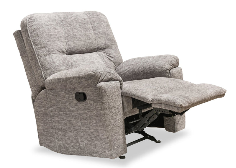 Fauteuil coulissant inclinable Fynn de 40 po fabriqué au Canada en tissu de chenille - gris tourterelle