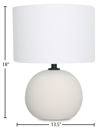 Lampe de table Elara de Kort & Co. de 18 po en céramique étain blanc