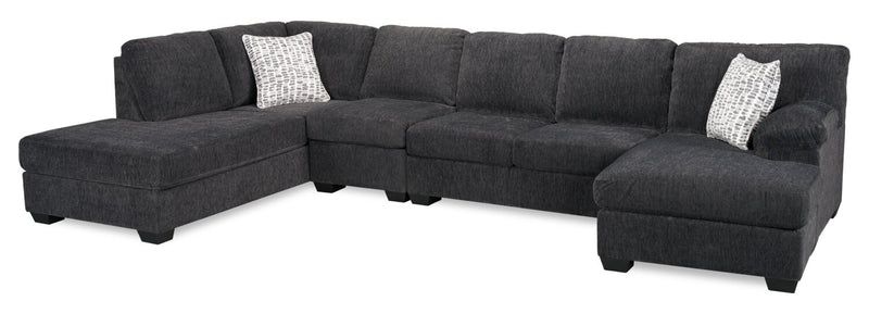 Sofa sectionnel en U de gauche Morgan 3 pièces fabriqué au Canada en tissu de chenille avec coussins décoratifs - gris