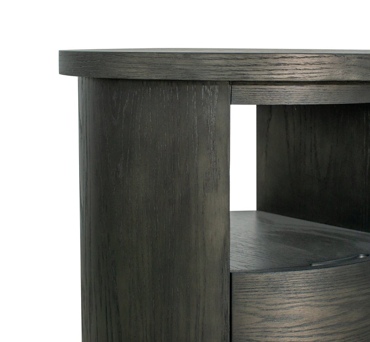 Table de bout moderne ronde Eldon de 22 po en bois massif avec rangement - grain de café