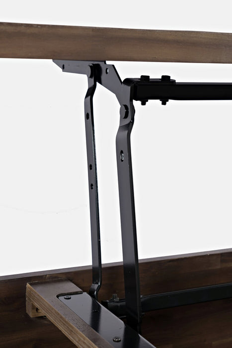 Table à café Branson de 48 po avec dessus relevable, rangement et roulettes - brun foncé