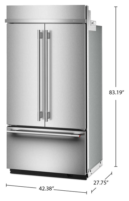 Réfrigérateur KitchenAid de 24,2 pi³ et de 42 po à portes françaises à congélateur inférieur - acier inoxydable  - KBFN542SPS