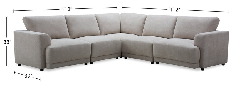 Sofa sectionnel modulaire Voyage 5 pièces en tissu avec coussins de dossier amovibles - beige 