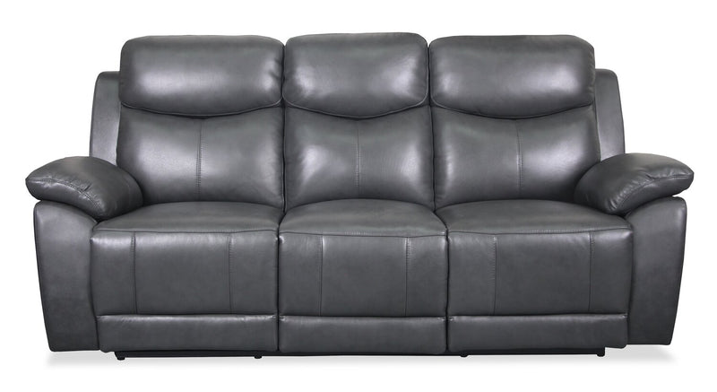 Sofa inclinable Cornell de 84,65 po en cuir véritable de qualité supérieure - gris