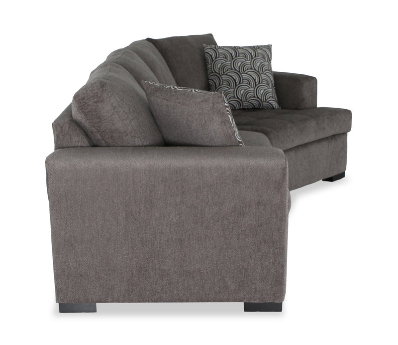 Sofa-lit sectionnel enveloppant de droite Legend 2 pièces fabriqué au Canada en tissu de chenille - brun étain
