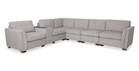  Sofa sectionnel Vault 7 pièces avec 5 fauteuils de rangement et console de rangement avec USB - gris