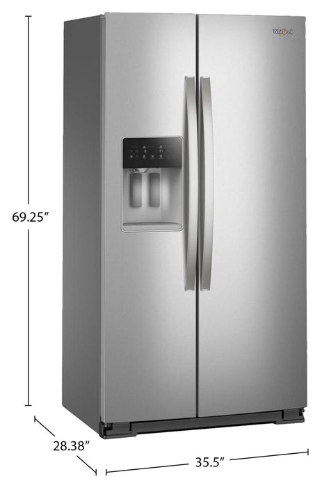 Réfrigérateur Whirlpool de 21 pi³ et de 36 po à compartiments juxtaposés - acier inoxydable résistant aux traces de doigts - WRSC6536RZ