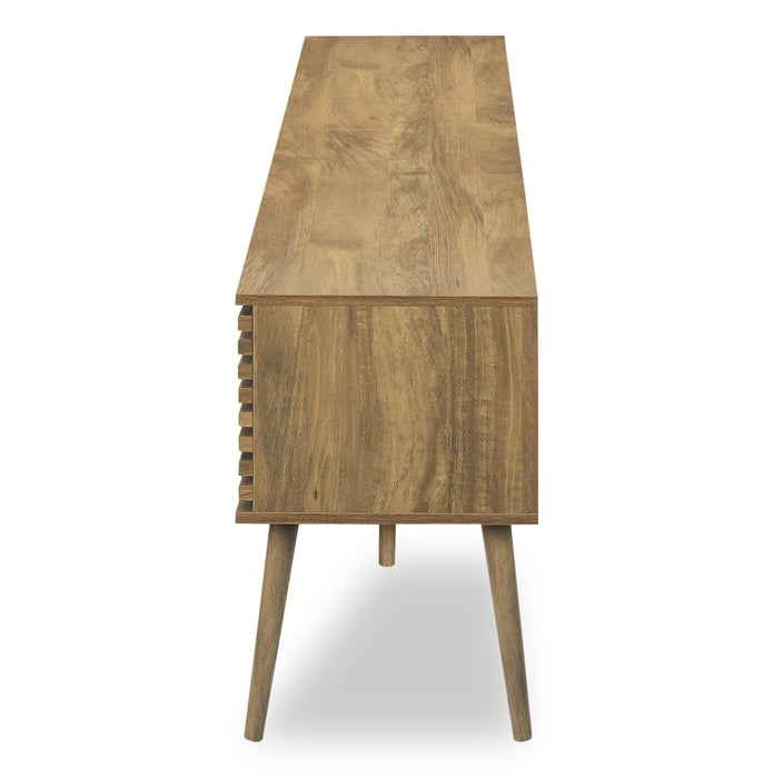 Meuble pour téléviseur rustique Gemma de 72 po avec rangement et système de gestion des câbles pour téléviseurs jusqu’à 80 po - brun