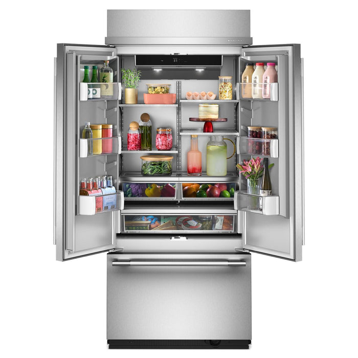 Réfrigérateur KitchenAid de 20,8 pi3 et de 36 po à portes françaises à congélateur inférieur - acier inoxydable - KBFN536SPS