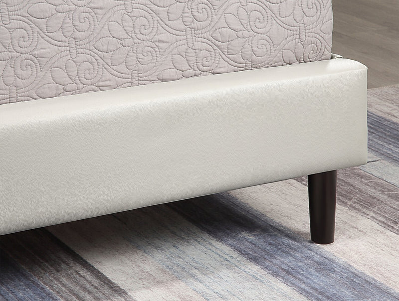 Lit plateforme rembourré Paseo en tissu de cuir végétalien taupe - format très grand lit