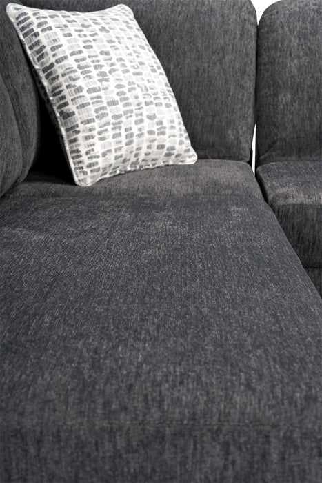 Sofa sectionnel en U de droite Morgan 2 pièces fabriqué au Canada en tissu de chenille avec coussins décoratifs - gris