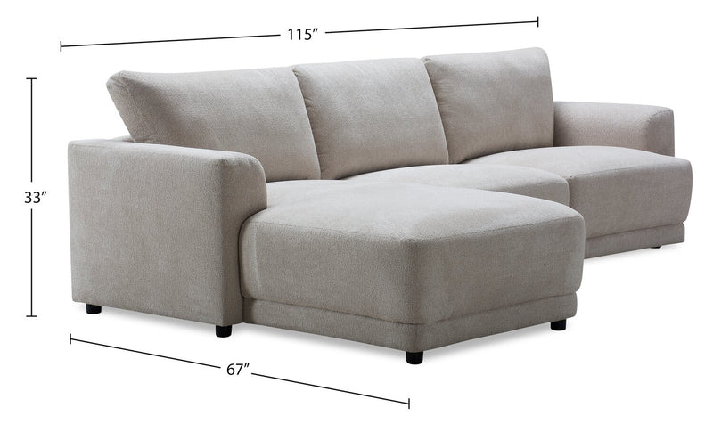 Sofa sectionnel modulaire de gauche Voyage 3 pièces en tissu avec coussins de dossier amovibles - taupe