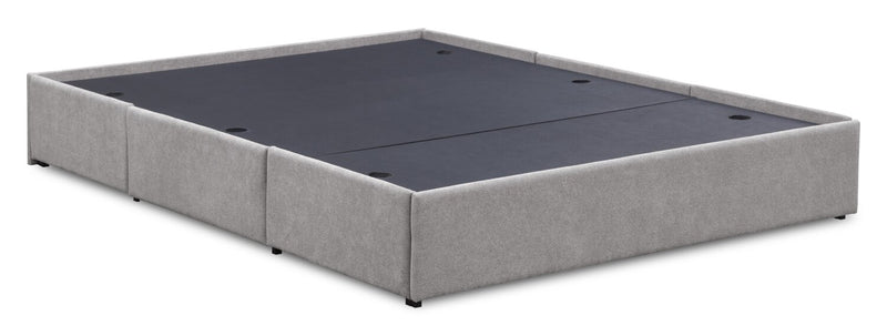 Lit de rangement Amos rembourré en tissu gris avec tête de lit capitonnée et 3 tiroirs intégrés - format très grand lit