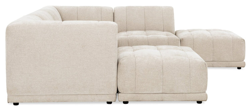 Sofa sectionnel modulaire Oaklyn Kort & Co. 6 pièces en tissu avec poufs et coussins de siège capitonnés - beige