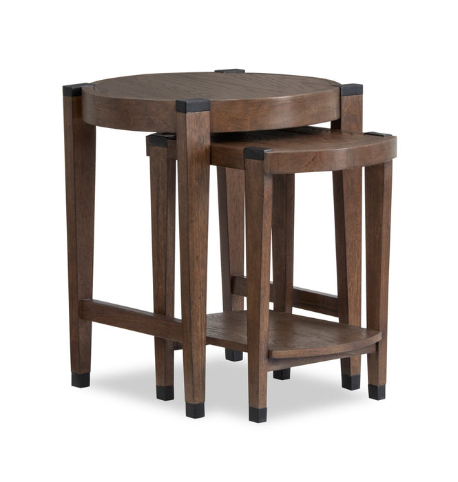 2 tables d’appoint gigognes rondes Gordon de 22 po en bois massif - brunes