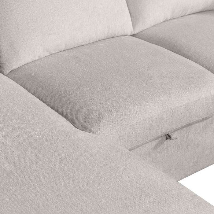 Sofa-lit sectionnel de gauche Envy 2 pièces en tissu de chenille avec fauteuil long de rangement - gris brouillard