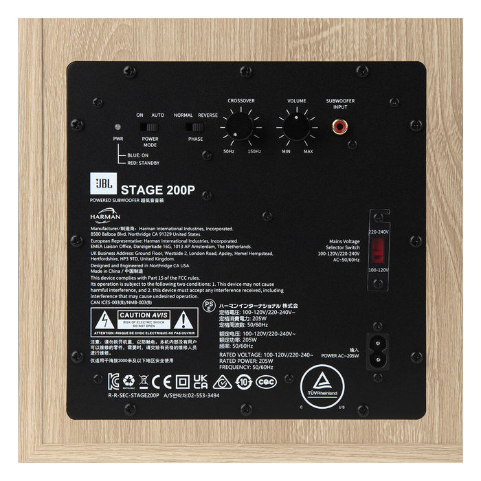 Caisson d’extrêmes graves amplifié de 300 W JBL Stage 200P de 10 po – blanc (JBL200PWHTAM)