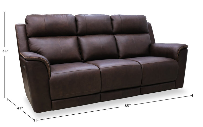 Sofa de massage à inclinaison électrique Vibe de 85 po en cuir véritable avec son immersif et appuie-têtes électriques - brun