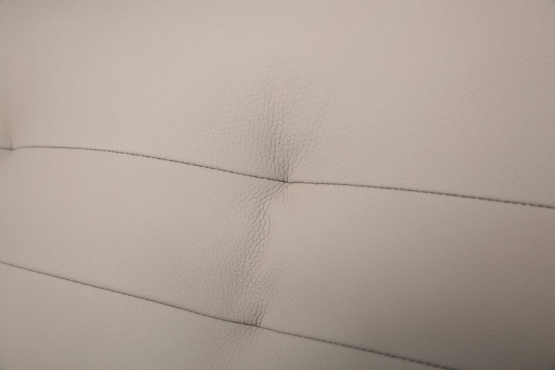 Sofa sectionnel modulaire de droite Raya 5 pièces en cuir véritable avec console de rangement et pattes en bois - beige pierre